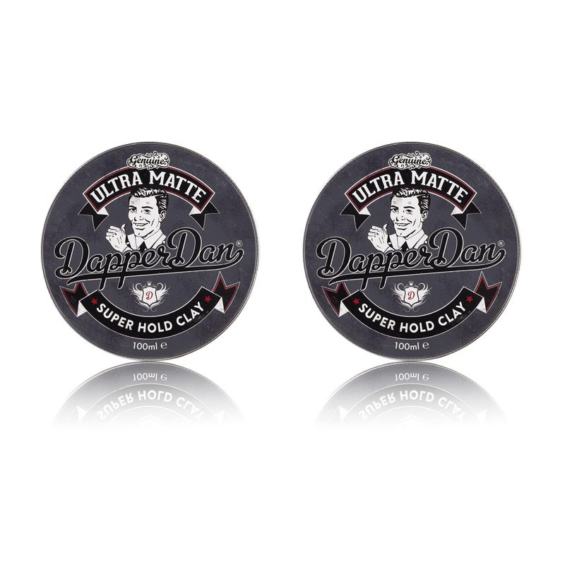 Dapper Dan Ultra Matte Hair Clay, Super Hold, Long Lasting Clay with Immediate Grip, Easy Application Hair Styling Clay For Men, Gently Fragranced, 2 x 3.38 fl oz - Image 1